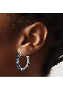 Brand new 😀 Sterling Silver Rhodium-plated 4-5mm Black Freshwater Cultured Pearl Hoop Earrings by Belk & Co. 👍 -DealsBelk & Co. Store Belk 20771
