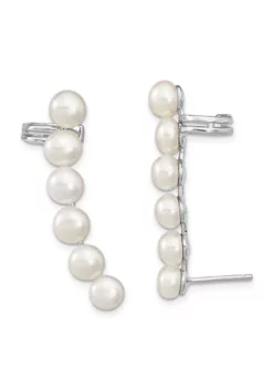 Best reviews of ✔️ Sterling Silver Rhodium-plated 5-6mm Freshwater Cultured Pearl Ear Climber/Cuff Earrings by Belk & Co. 🥰