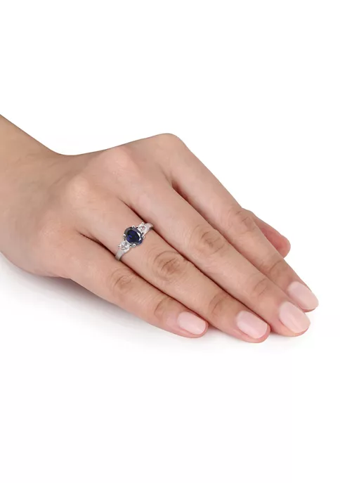 Buy ๐ Lab Created Oval Cut Created Blue and Created White Sapphire 3-Stone Ring in Sterling Silver by Belk & Co. โ 4 Buy ๐ Lab Created Oval Cut Created Blue and Created White Sapphire 3-Stone Ring in Sterling Silver by Belk & Co. โ - Image 4