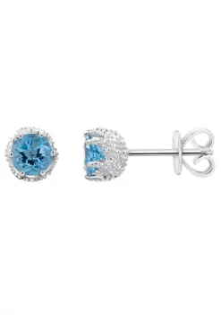 Flash Sale ๐ Sterling Silver 6mm Round Blue Topaz Stud Earrings by Belk & Co. ๐