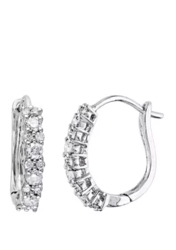 Cheap 🎉 1/2 ct. t.w. Diamond Hoop Earrings in 14K White Gold by Belk & Co. 💯