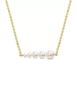 Flash Sale ๐ Freshwater Cultured Pearl Graduated Bar necklace in 18k Yellow Gold Plated Sterling Silver by Belk & Co. ๐งจ