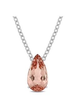 Outlet 🥰 48.5 ct. t.g.w. Morganite Drop Necklace in 14K White Gold by Belk & Co. ⭐