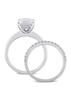 Discount 🌟 Lab Created 3.3 CT TGW Created White Sapphire Cushion-Cut Bridal Ring Set in 10k White Gold by Belk & Co. 🧨 -DealsBelk & Co. Store Belk 20873