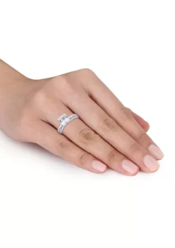 Discount 🌟 Lab Created 3.3 CT TGW Created White Sapphire Cushion-Cut Bridal Ring Set in 10k White Gold by Belk & Co. 🧨 -DealsBelk & Co. Store Belk 20874