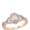 Budget 🔥 5/8 ct. t.w. Morganite, 1/10 ct. t.w. White Sapphire, 1/3 ct. t.w. Diamond Halo Twist Ring by Belk & Co. ✨