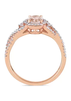 Budget 🔥 5/8 ct. t.w. Morganite, 1/10 ct. t.w. White Sapphire, 1/3 ct. t.w. Diamond Halo Twist Ring by Belk & Co. ✨ -DealsBelk & Co. Store Belk 20878