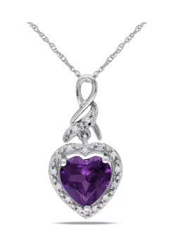 Hot Sale 🔔 2.25 ct. t.w. Created Alexandrite Heart Necklace with Diamonds in 10k White Gold by Belk & Co. 😍 -DealsBelk & Co. Store Belk 20894