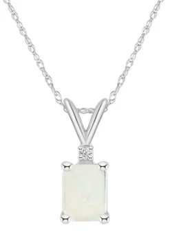 Best reviews of 😉 14K Gold 7x5 Emerald Cut Opal Diamond Accent Pendant by Belk & Co. 🥰
