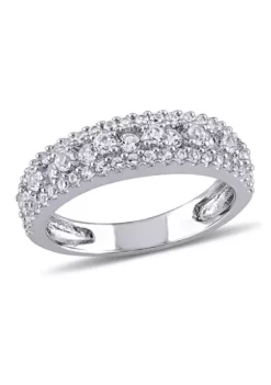 Hot Sale 😍 1.3 ct. t.w. Lab Created White Sapphire Anniversary Band in Sterling Silver by Belk & Co. 🎉