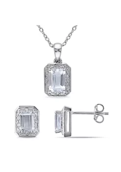 New ๐ 2-Piece Set of 2 ct. t.g.w. Aquamarine and 1/8 ct. t.w. Diamond Earrings and Pendant with Chain in Sterling Silver by Belk & Co. โ๏ธ