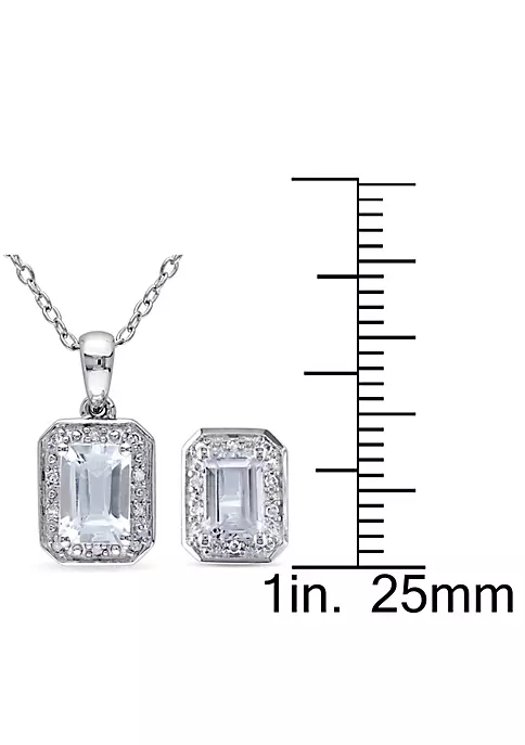 New ๐ 2-Piece Set of 2 ct. t.g.w. Aquamarine and 1/8 ct. t.w. Diamond Earrings and Pendant with Chain in Sterling Silver by Belk & Co. โ๏ธ 3 New ๐ 2-Piece Set of 2 ct. t.g.w. Aquamarine and 1/8 ct. t.w. Diamond Earrings and Pendant with Chain in Sterling Silver by Belk & Co. โ๏ธ - Image 3