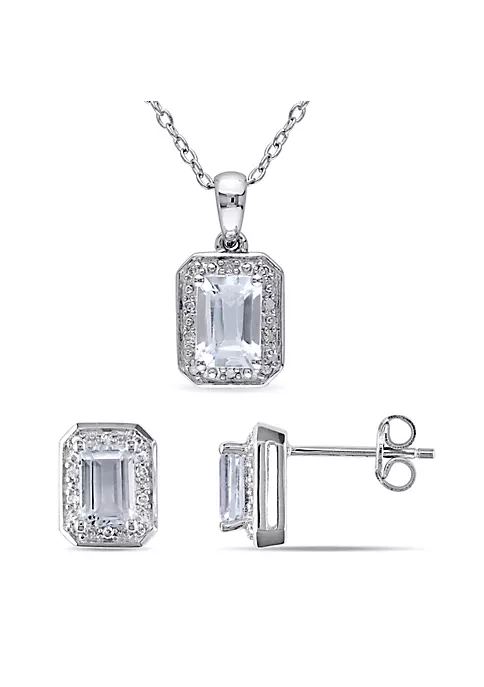 New ๐ 2-Piece Set of 2 ct. t.g.w. Aquamarine and 1/8 ct. t.w. Diamond Earrings and Pendant with Chain in Sterling Silver by Belk & Co. โ๏ธ 6 New ๐ 2-Piece Set of 2 ct. t.g.w. Aquamarine and 1/8 ct. t.w. Diamond Earrings and Pendant with Chain in Sterling Silver by Belk & Co. โ๏ธ - Image 6