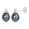 Wholesale 🎁 8-8.5mm Black Tahitian Cultured Pearl and 1/8 CT TW Diamond Stud Earrings in Sterling Silver by Belk & Co. 🛒