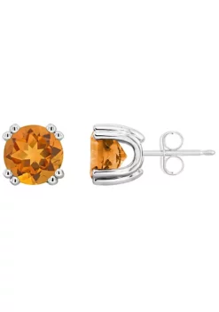Outlet ๐ Sterling Silver 7mm Round Citrine Stud Earrings by Belk & Co. ๐งจ