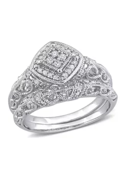 Discount 🔥 1/5 CT TW Diamond Vintage Bridal Set in Sterling Silver by Belk & Co. 🔥