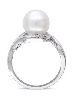 Wholesale ⌛ 1/10 ct. t.w. Diamond and 8.5 Millimeter Cultured Freshwater Pearl Accent Ring in 10k White Gold by Belk & Co. ⌛ -DealsBelk & Co. Store Belk 20954