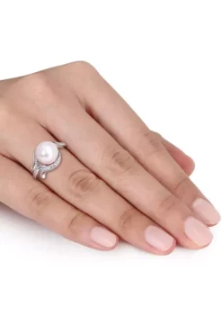 Wholesale ⌛ 1/10 ct. t.w. Diamond and 8.5 Millimeter Cultured Freshwater Pearl Accent Ring in 10k White Gold by Belk & Co. ⌛ -DealsBelk & Co. Store Belk 20955