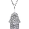 New 🤩 Diamond Accent Hamsa Pendant with Chain in 14k White Gold by Belk & Co. ✨