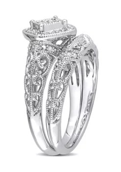 Discount 🔥 1/5 CT TW Diamond Vintage Bridal Set in Sterling Silver by Belk & Co. 🔥 8 Discount 🔥 1/5 CT TW Diamond Vintage Bridal Set in Sterling Silver by Belk & Co. 🔥 -DealsBelk & Co. Store Belk 2096