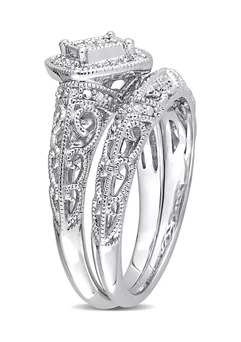 Discount 🔥 1/5 CT TW Diamond Vintage Bridal Set in Sterling Silver by Belk & Co. 🔥 3 Discount 🔥 1/5 CT TW Diamond Vintage Bridal Set in Sterling Silver by Belk & Co. 🔥 - Image 3