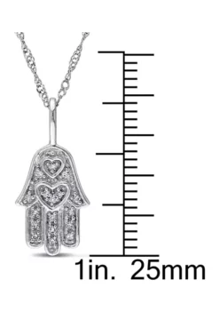New 🤩 Diamond Accent Hamsa Pendant with Chain in 14k White Gold by Belk & Co. ✨ -DealsBelk & Co. Store Belk 20960
