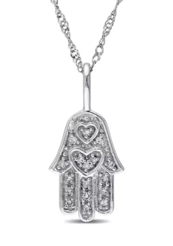 New 🤩 Diamond Accent Hamsa Pendant with Chain in 14k White Gold by Belk & Co. ✨ -DealsBelk & Co. Store Belk 20962