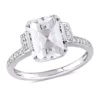 Cheapest ❤️ 4 CT TGW Asscher Cut White Topaz and 1/10 CT TW Diamond Halo Engagement Ring in Sterling Silver by Belk & Co. 🎉