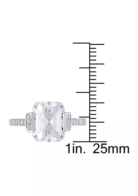 Cheapest ❤️ 4 CT TGW Asscher Cut White Topaz and 1/10 CT TW Diamond Halo Engagement Ring in Sterling Silver by Belk & Co. 🎉 2 Cheapest ❤️ 4 CT TGW Asscher Cut White Topaz and 1/10 CT TW Diamond Halo Engagement Ring in Sterling Silver by Belk & Co. 🎉 - Image 2