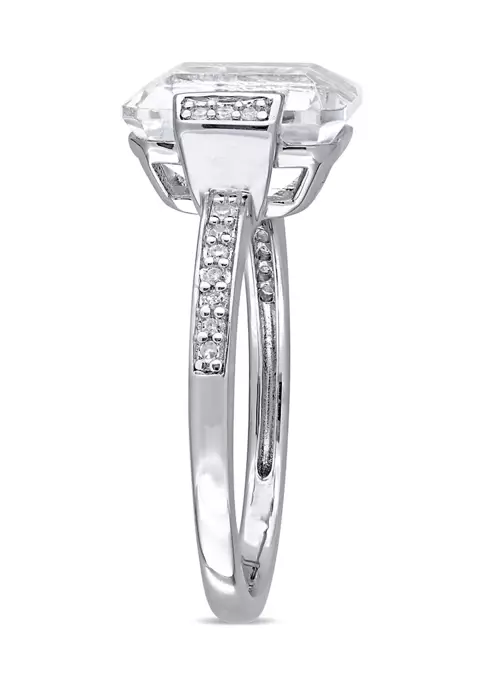 Cheapest ❤️ 4 CT TGW Asscher Cut White Topaz and 1/10 CT TW Diamond Halo Engagement Ring in Sterling Silver by Belk & Co. 🎉 3 Cheapest ❤️ 4 CT TGW Asscher Cut White Topaz and 1/10 CT TW Diamond Halo Engagement Ring in Sterling Silver by Belk & Co. 🎉 - Image 3