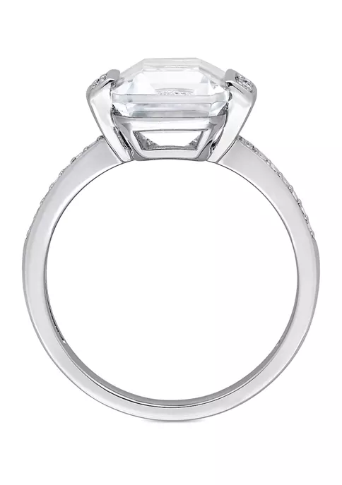 Cheapest ❤️ 4 CT TGW Asscher Cut White Topaz and 1/10 CT TW Diamond Halo Engagement Ring in Sterling Silver by Belk & Co. 🎉 5 Cheapest ❤️ 4 CT TGW Asscher Cut White Topaz and 1/10 CT TW Diamond Halo Engagement Ring in Sterling Silver by Belk & Co. 🎉 - Image 5