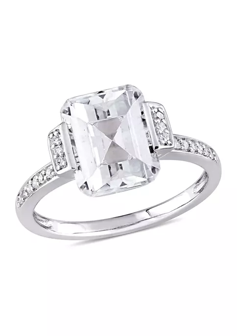 Cheapest ❤️ 4 CT TGW Asscher Cut White Topaz and 1/10 CT TW Diamond Halo Engagement Ring in Sterling Silver by Belk & Co. 🎉 6 Cheapest ❤️ 4 CT TGW Asscher Cut White Topaz and 1/10 CT TW Diamond Halo Engagement Ring in Sterling Silver by Belk & Co. 🎉 - Image 6