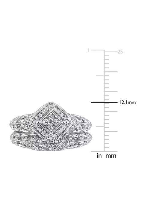 Discount 🔥 1/5 CT TW Diamond Vintage Bridal Set in Sterling Silver by Belk & Co. 🔥 4 Discount 🔥 1/5 CT TW Diamond Vintage Bridal Set in Sterling Silver by Belk & Co. 🔥 - Image 4
