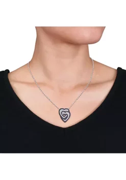 Deals 🔔 Lab Created 1.45 ct. t.g.w. Created White and Blue Sapphire Interlocking Hearts Pendant with Chain in Sterling Silver by Belk & Co. 😍 -DealsBelk & Co. Store Belk 20970