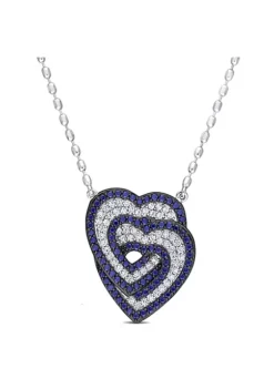 Deals 🔔 Lab Created 1.45 ct. t.g.w. Created White and Blue Sapphire Interlocking Hearts Pendant with Chain in Sterling Silver by Belk & Co. 😍 -DealsBelk & Co. Store Belk 20972