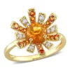 Flash Sale 🔔 Madeira Citrine and White Topaz Starburst Cocktail Ring in 18k Yellow Gold Plated Sterling Silver by Belk & Co. 😉