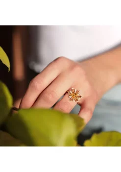 Flash Sale 🔔 Madeira Citrine and White Topaz Starburst Cocktail Ring in 18k Yellow Gold Plated Sterling Silver by Belk & Co. 😉 -DealsBelk & Co. Store Belk 20995