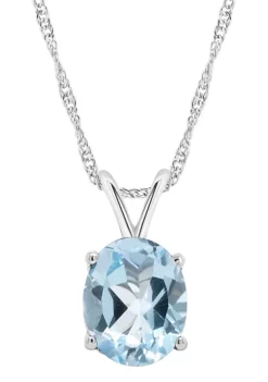 Promo 🛒 Sterling Silver 10x8mm Oval Sky Blue Topaz Pendant Necklace by Belk & Co. 💯