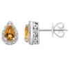 New 😀 Sterling Silver 6x4mm Pear Shaped Citrine Diamond Accent Halo Stud Earrings by Belk & Co. 🤩