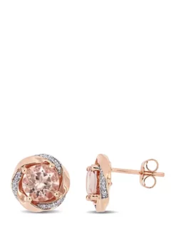 Best reviews of โจ 2.3 ct. t.w. Morganite and 1/10 ct. t.w. Diamond Swirl Earrings in 10K Rose Gold by Belk & Co. ๐