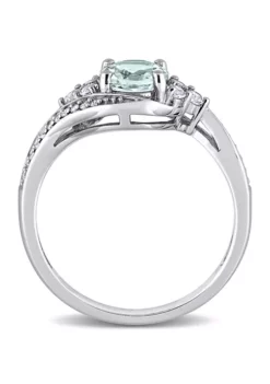Coupon 🛒 3/4 ct. t.w. Aquamarine, 1/4 ct. t.w. White Topaz and 1/10 ct. t.w. Diamond Swirl Ring in 10k White Gold by Belk & Co. 🌟 -DealsBelk & Co. Store Belk 21025