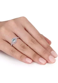 Coupon 🛒 3/4 ct. t.w. Aquamarine, 1/4 ct. t.w. White Topaz and 1/10 ct. t.w. Diamond Swirl Ring in 10k White Gold by Belk & Co. 🌟 -DealsBelk & Co. Store Belk 21026