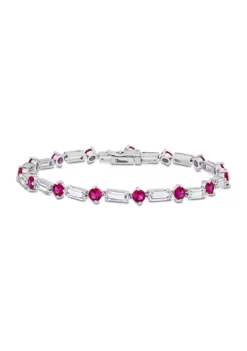Promo ❤️ Lab Created Created Ruby and Created White Sapphire Tennis Bracelet in Sterling Silver by Belk & Co. 👍