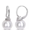 Flash Sale 🌟 Pearl and 1/10 ct. t.w. Diamond Accent Swirl Earrings in Sterling Silver by Belk & Co. ✨