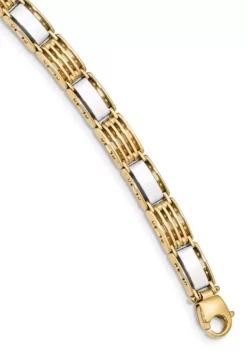 Hot Sale 🔔 Mens 14K Two-tone Gold High Polished 8.5-Inch Link Bracelet by Belk & Co. 💯 -DealsBelk & Co. Store Belk 21082