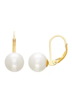 Flash Sale 😍 White Round Freshwater Pearl Earrings in 14 Yellow Gold by Belk & Co. 💯 -DealsBelk & Co. Store Belk 21104
