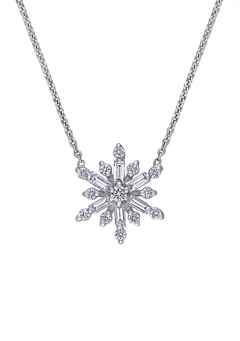 Coupon ⭐ 1/2 ct. t.w. Diamond Snowflake Necklace in 14K White Gold by Belk & Co. ✨ 4 Coupon ⭐ 1/2 ct. t.w. Diamond Snowflake Necklace in 14K White Gold by Belk & Co. ✨ - Image 4