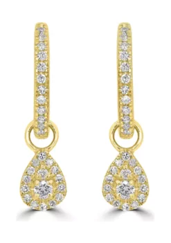 Wholesale 🧨 1/4 ct. t.w. Diamond Teardrop Charm Hoop Earrings in 14K Yellow Gold by Belk & Co. 🎁