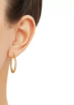 Best deal 👏 Casted Mesh Round Tube Hoop Earrings in Gold Over Sterling Silver by Belk & Co. ✨ -DealsBelk & Co. Store Belk 2115