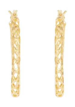 Best deal 👏 Casted Mesh Round Tube Hoop Earrings in Gold Over Sterling Silver by Belk & Co. ✨ -DealsBelk & Co. Store Belk 2116